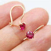 14K Rose Gold Ruby Drop Earrings
