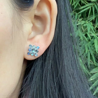 HEYYA STONE Natural Moonstone Stud Earrings For Women 925 Silver Earrings Simple Fine Jewelry Stone Gemstone Classic Style