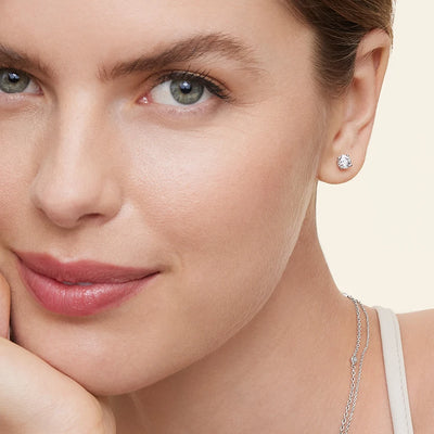 4 Prong Diamond Birthstone Stud Earrings for Aries