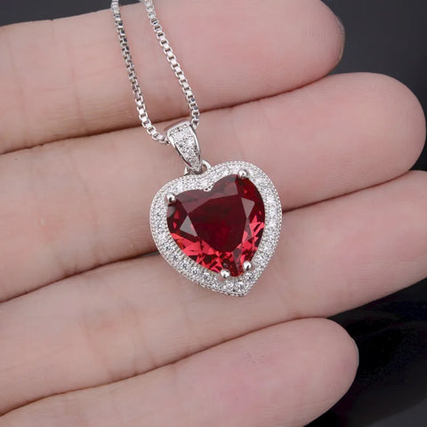 Heart Shape Ruby Zircon Pendant for woman