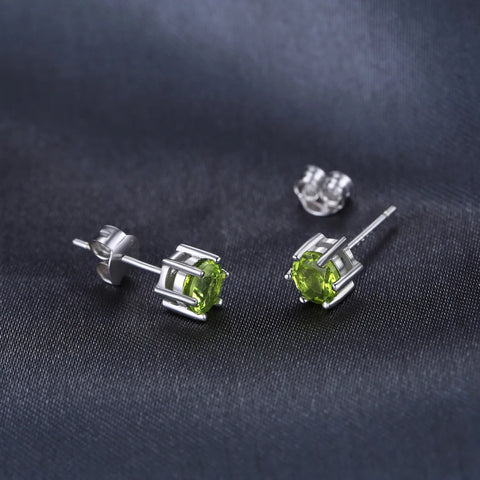 Genuine Gemstone Sterling Silver Stud Earrings