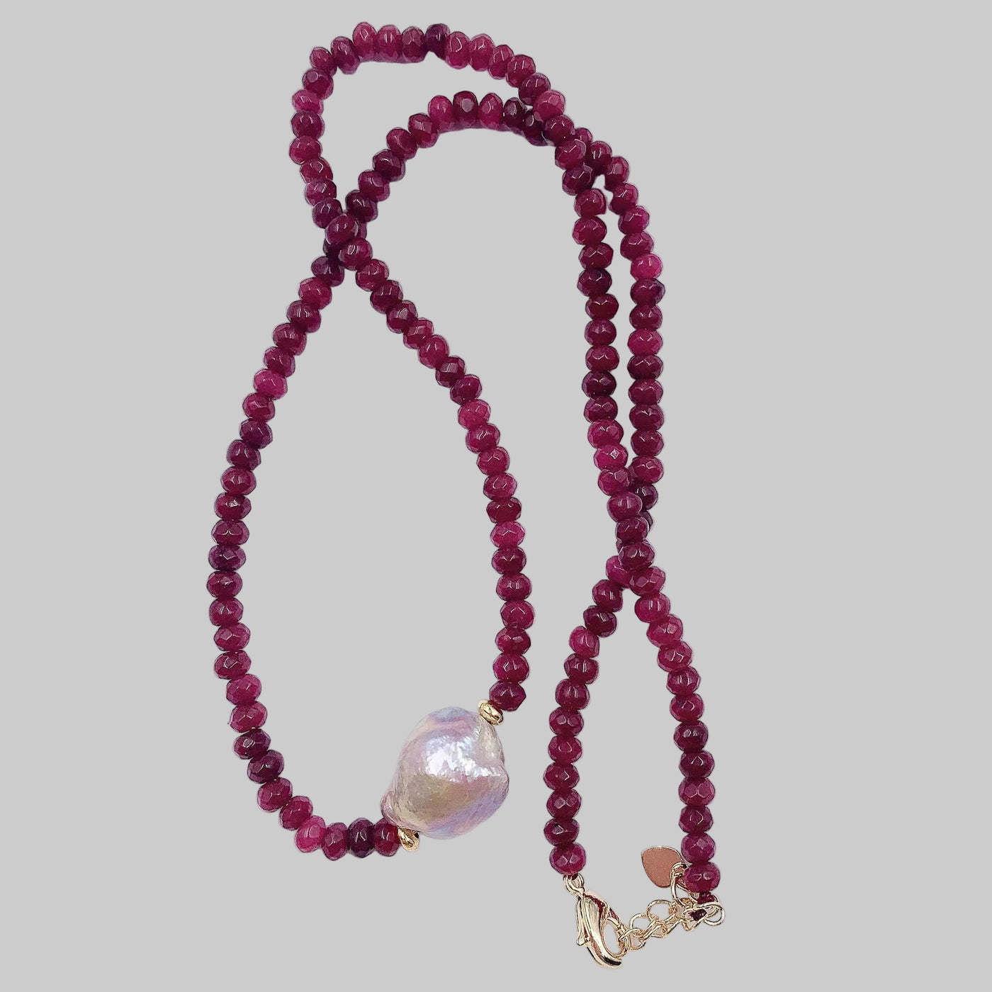 Multi-Colour Baroque Pearl and Ruby Pendant Necklace