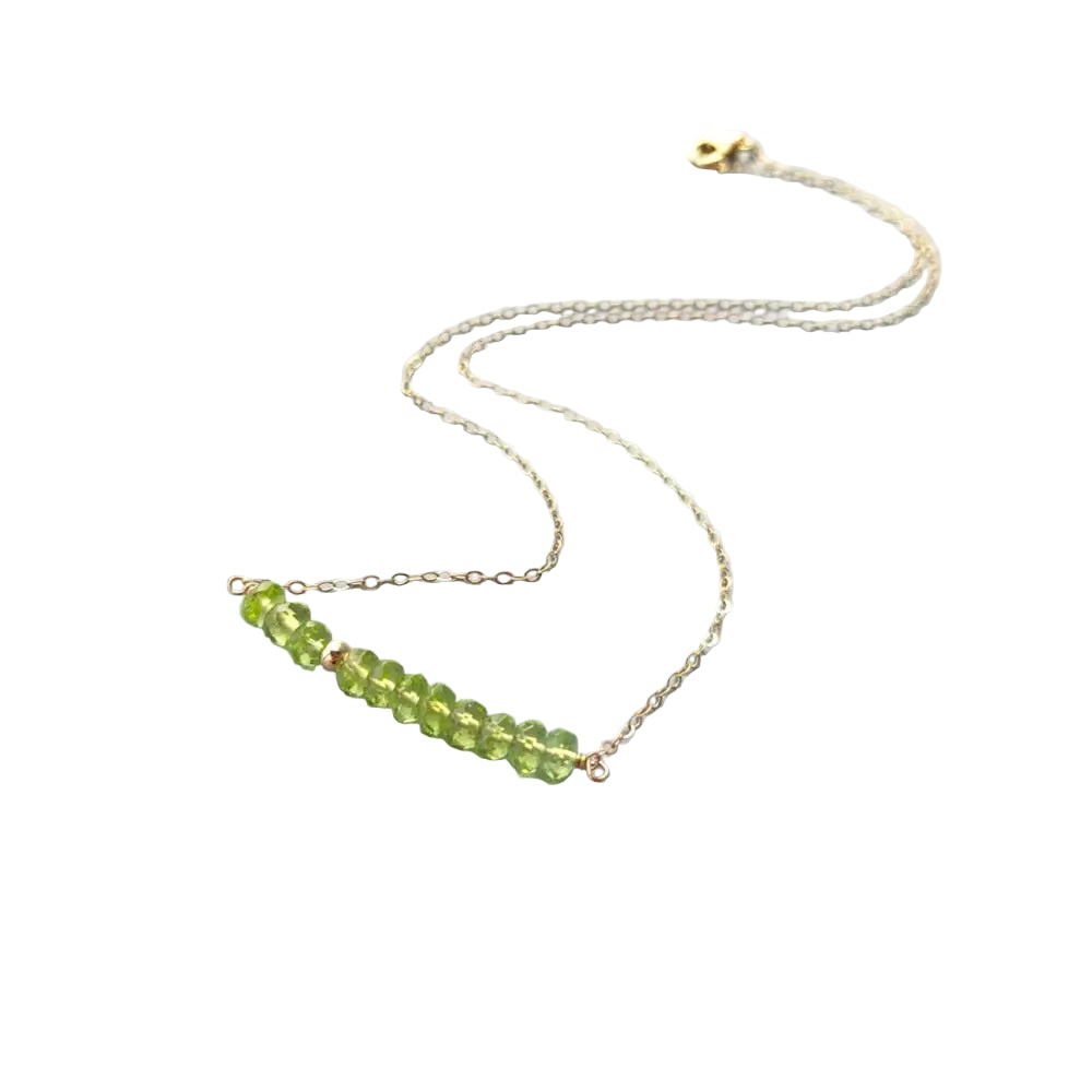 Lii Ji Genuine Natural Green Peridot Sparkling Beads US 9K GF Chain Link Delicated Handmade Necklace 40cm/45cm