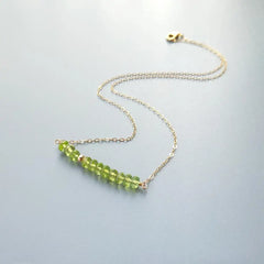 Lii Ji Genuine Natural Green Peridot Sparkling Beads US 9K GF Chain Link Delicated Handmade Necklace 40cm/45cm