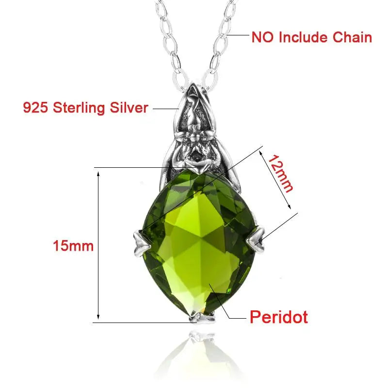 Szjinao Peridot Pendant For Women Real 925 Sterling Silver Gemstone Necklace Flower Star Pattern Turkish Jewelry Brand Gift Hot