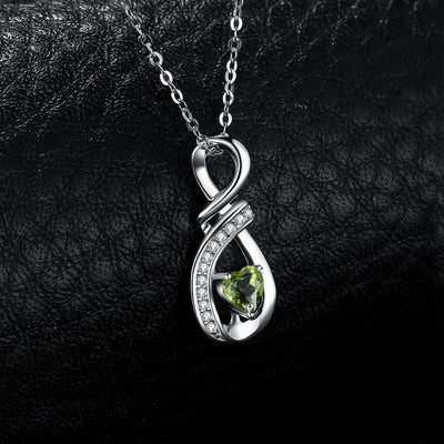 Infinity Love Genuine Peridot 925 Sterling Silver Pendant