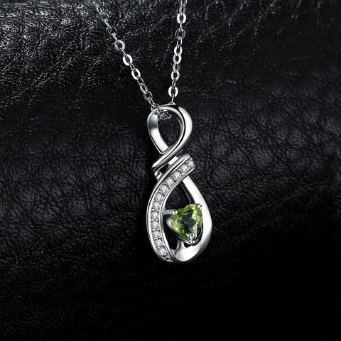 Infinity Love Genuine Peridot 925 Sterling Silver Pendant