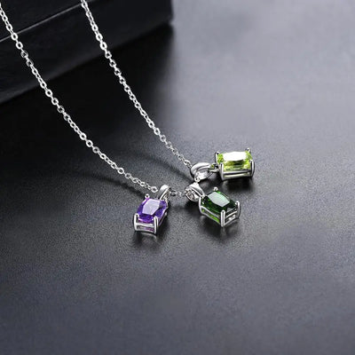 925 Silver Cushion Shape Peridot Pendant Necklace