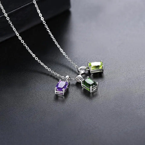 925 Silver Cushion Shape Peridot Pendant Necklace