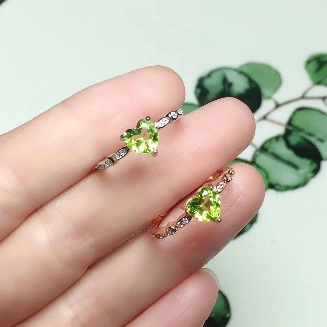 CoLife Jewelry 100% Natural Peridot Ring for Daily Wear 6mm Heart Shape Peridot Sivler Ring Fashion Peridot Jewelry