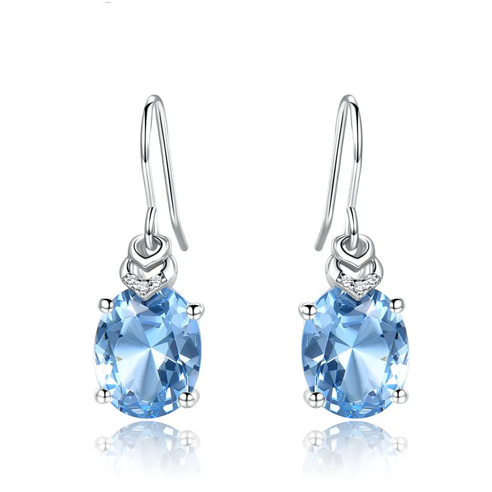 Nano Blue Topaz Gemstone Drop Earrings