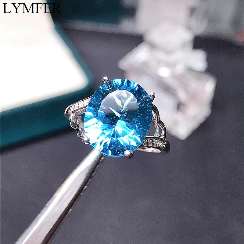 Natural Topaz women's ring London Blue Women's 5 carat 925 Sterling Silver