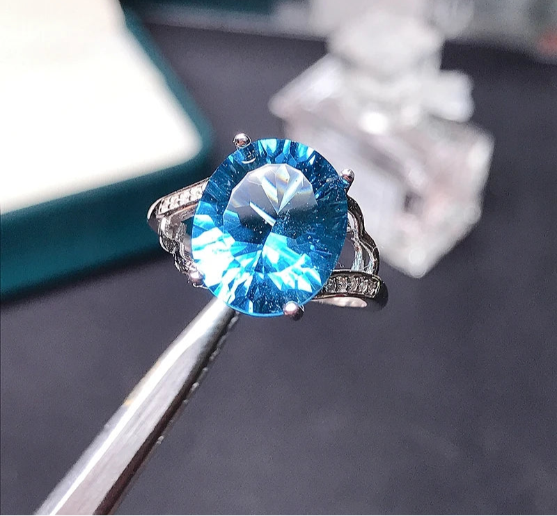 Natural Topaz women's ring London Blue Women's 5 carat 925 Sterling Silver