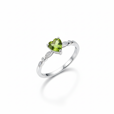 CoLife Jewelry 100% Natural Peridot Ring for Daily Wear 6mm Heart Shape Peridot Sivler Ring Fashion Peridot Jewelry
