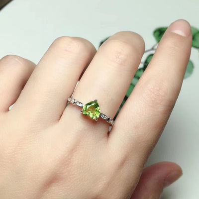 CoLife Jewelry 100% Natural Peridot Ring for Daily Wear 6mm Heart Shape Peridot Sivler Ring Fashion Peridot Jewelry