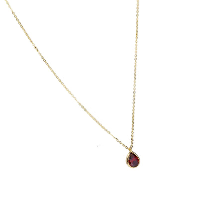 Ruby Drop Yellow Gold Necklace