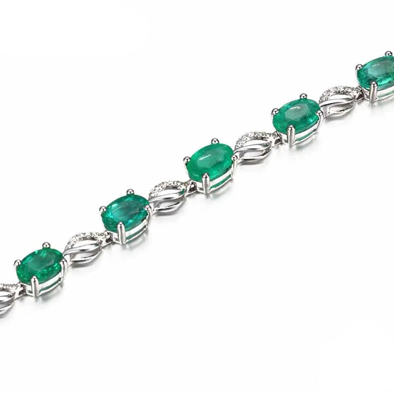 Emerald Oval Link Emerald Accent Bracelet for Taurus