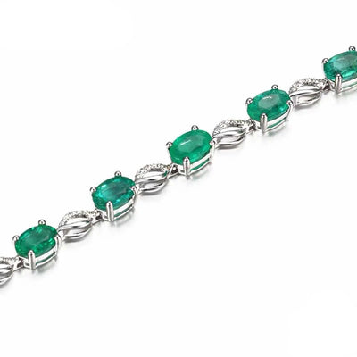 Emerald Oval Link Emerald Accent Bracelet for Taurus