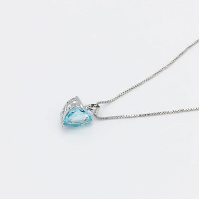 925 Silver Heart-Shaped Sapphire Pendant Necklace