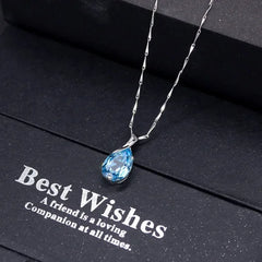 Aquamarine Pendant Necklace for Women Fashion Valentine's Day Jewelrys Gifts