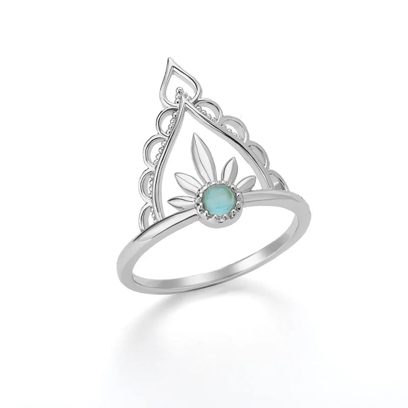 Delicate Crown Blue Opal Ring