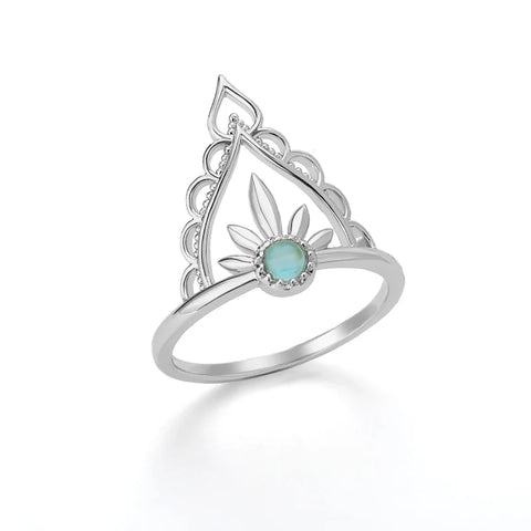 Delicate Crown Blue Opal Ring