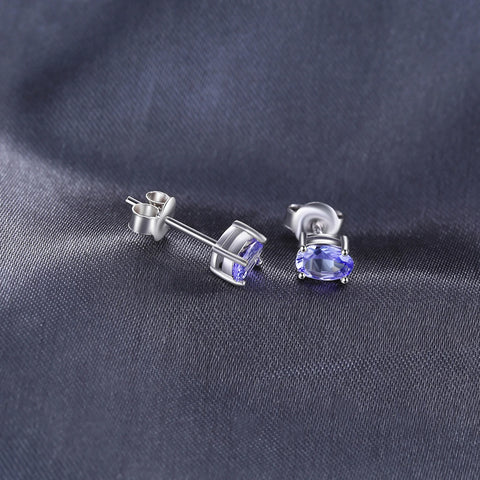 Genuine Tanzanite Sterling Silver Stud Earrings