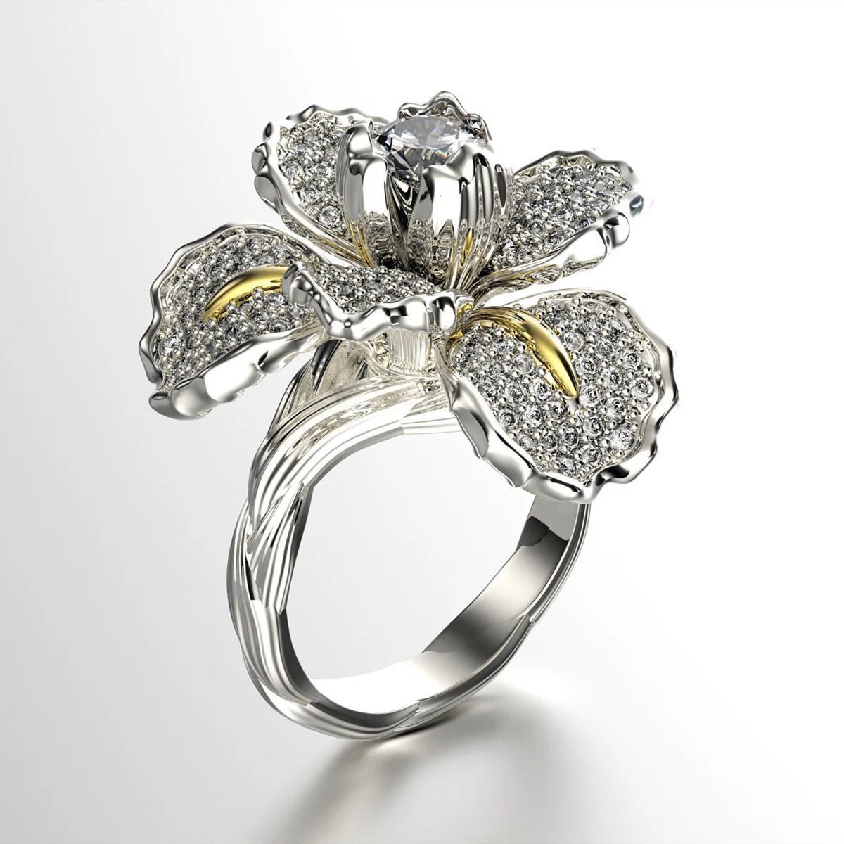 18K White Gold Iris Two Tone Diamond Ring