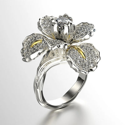 18K White Gold Iris Two Tone Diamond Ring