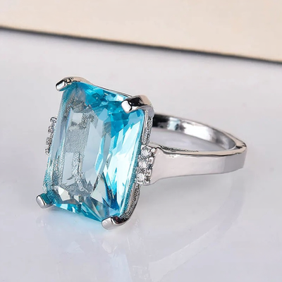 ZDADAN 925 Sterling Silver Charm Topaz Ring For Women Luxury Wedding Jewelry Party Gift