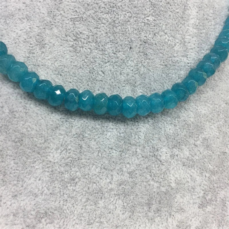 Faceted Aquamarine Beaded Choker Necklace