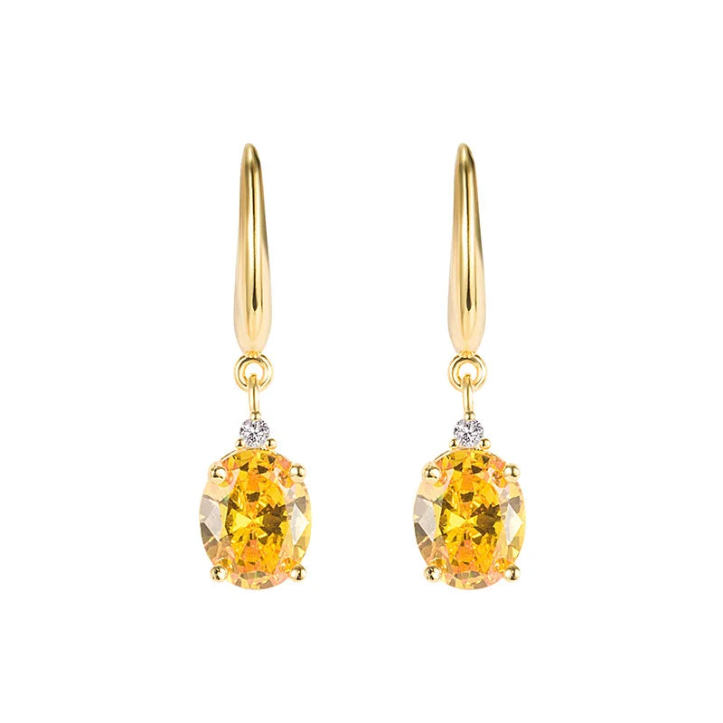 14K Yellow Gold Citrine Drop Earrings
