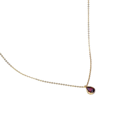 Ruby Drop Yellow Gold Necklace