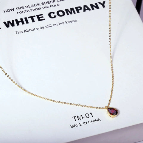 Ruby Drop Yellow Gold Necklace