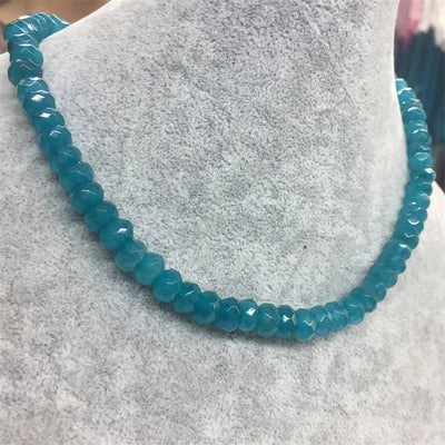 Faceted Aquamarine Beaded Choker Necklace