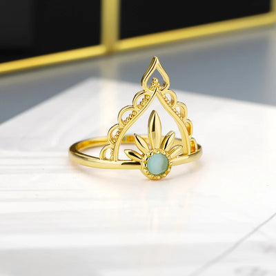 Delicate Crown Blue Opal Ring
