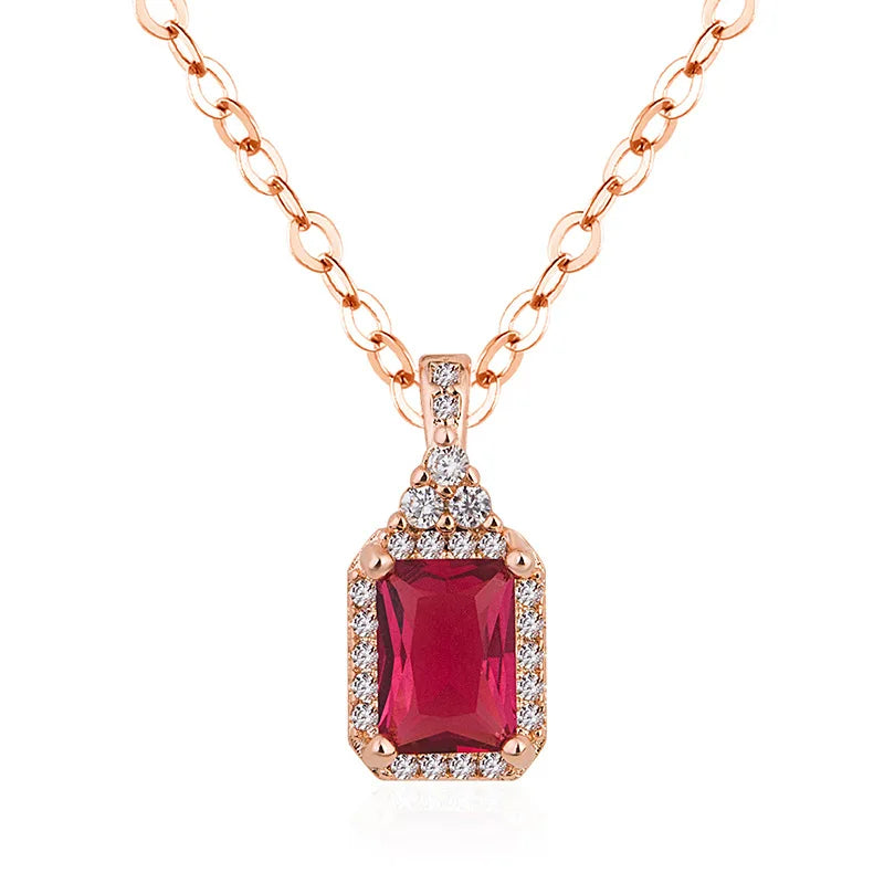 14K Rose Gold Pierscionki Pendant Bizuteria Gemstone Real Natural Red Ruby Treasure Pendant Necklace Jewelry Pendant Females