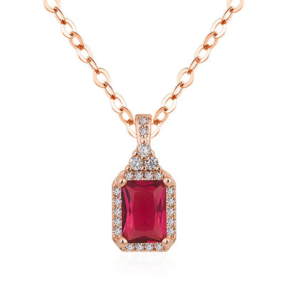 14K Rose Gold Pierscionki Pendant Bizuteria Gemstone Real Natural Red Ruby Treasure Pendant Necklace Jewelry Pendant Females