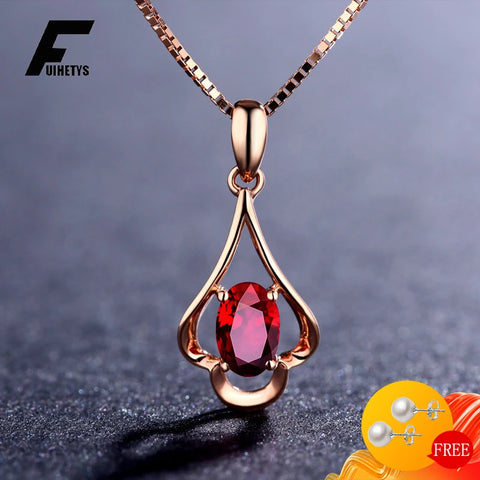 Retro 925 Silver Oval Ruby Gemstone Pendant for Women
