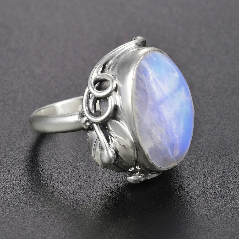 Natural Moonstone 925 Sterling Silver Ring