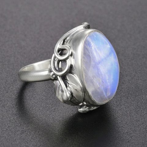 Natural Moonstone 925 Sterling Silver Ring