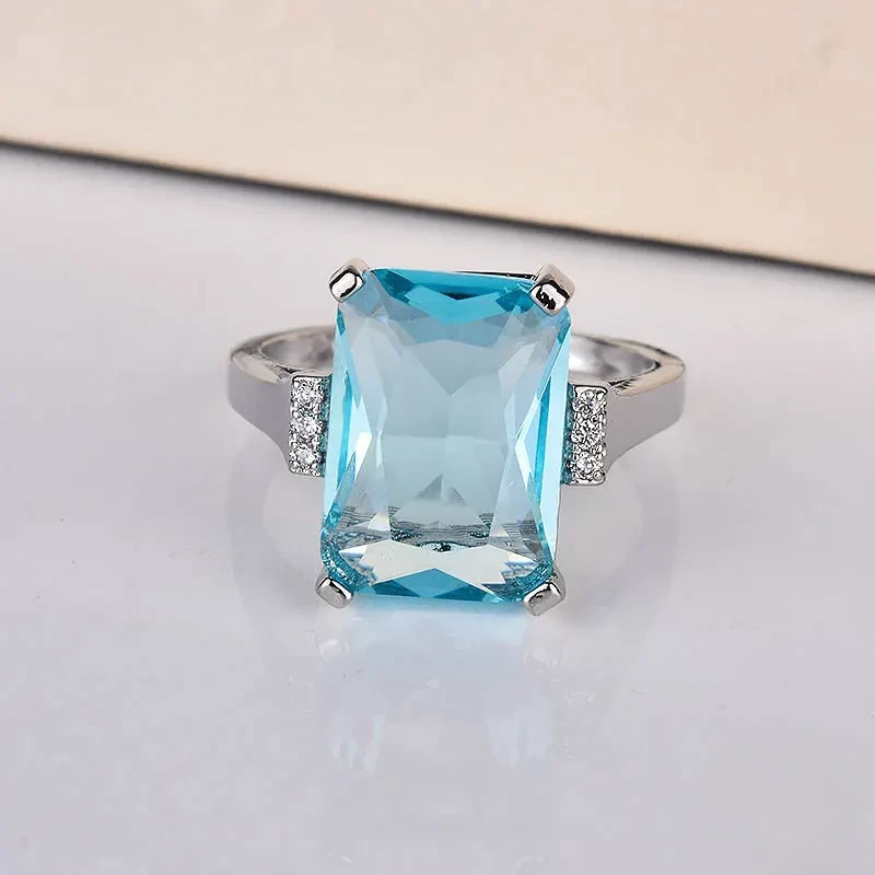 ZDADAN 925 Sterling Silver Charm Topaz Ring For Women Luxury Wedding Jewelry Party Gift