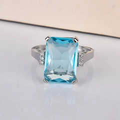 ZDADAN 925 Sterling Silver Charm Topaz Ring For Women Luxury Wedding Jewelry Party Gift