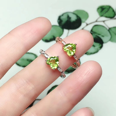 CoLife Jewelry 100% Natural Peridot Ring for Daily Wear 6mm Heart Shape Peridot Sivler Ring Fashion Peridot Jewelry