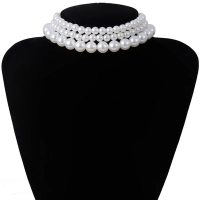 3-Piece Boho Multilayered Imitation Pearl Choker Set