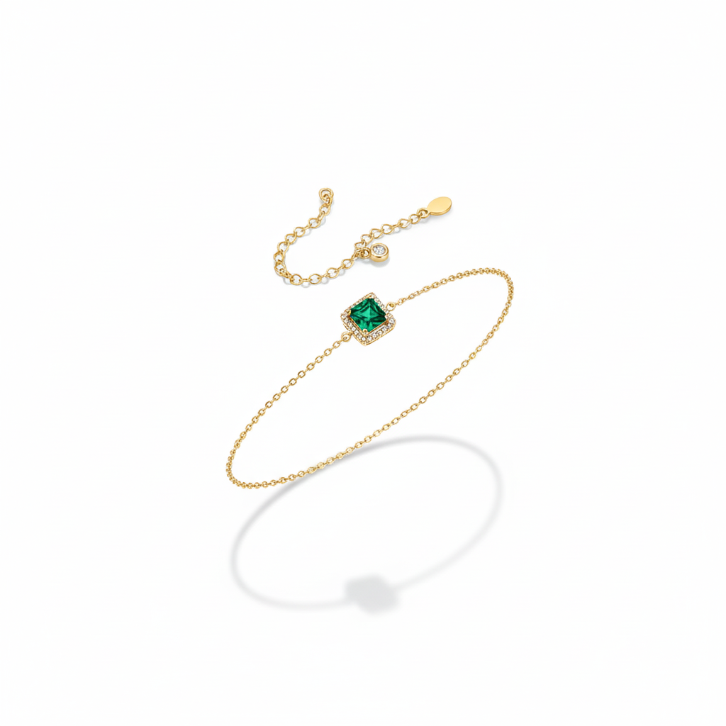 Light Emerald Crystal Chain Bracelet for Taurus
