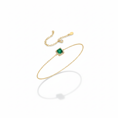 Light Emerald Crystal Chain Bracelet for Taurus
