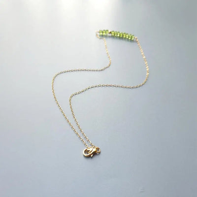Lii Ji Genuine Natural Green Peridot Sparkling Beads US 9K GF Chain Link Delicated Handmade Necklace 40cm/45cm