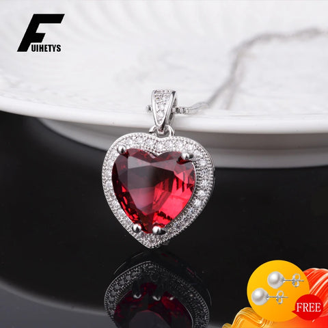Heart Shape Ruby Zircon Pendant for woman