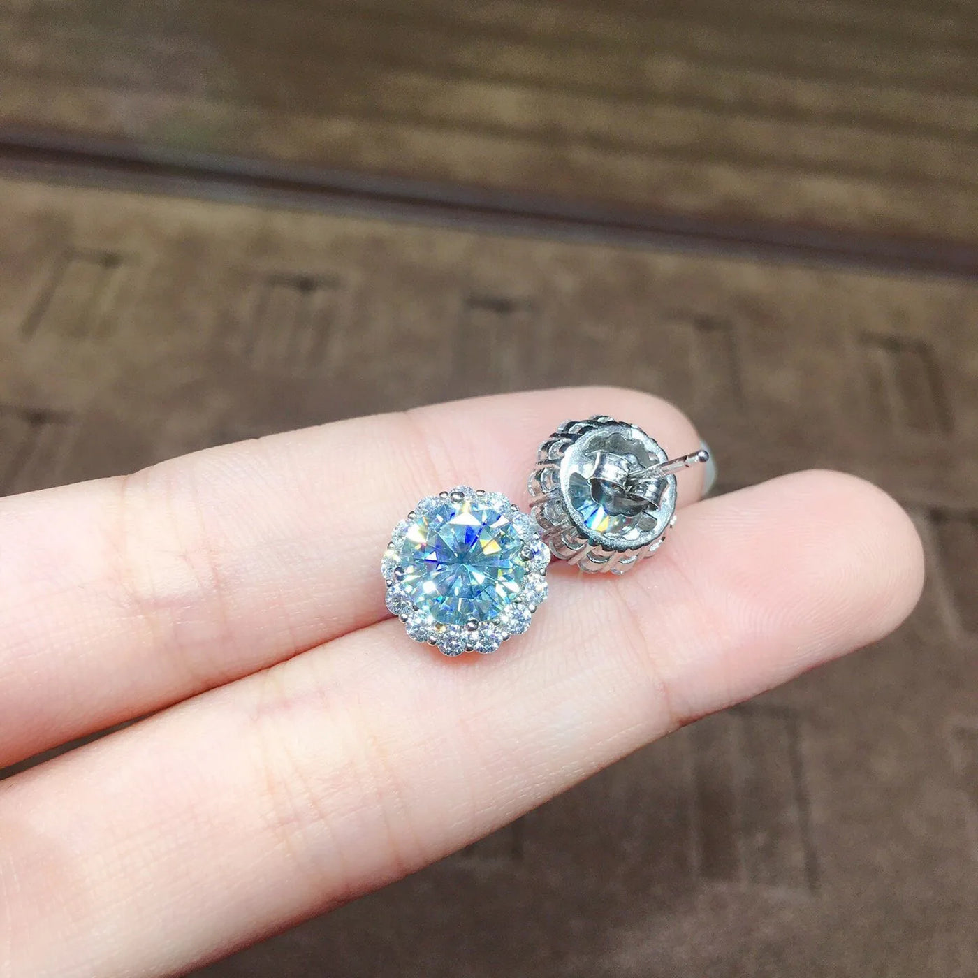 1ct Aquamarine CZ Stud Earrings